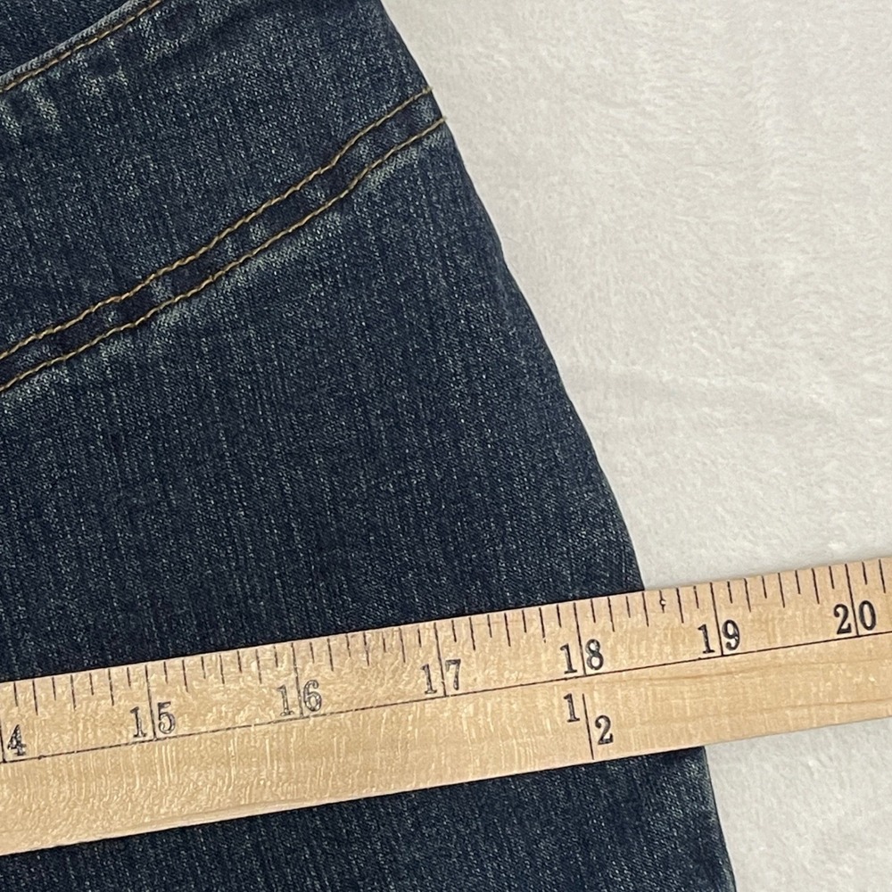 Soft Surroundings Women Sz Med Dark Wash Flare Leg Jeans Zipper Fly Cotton Blend - Picture 6 of 11